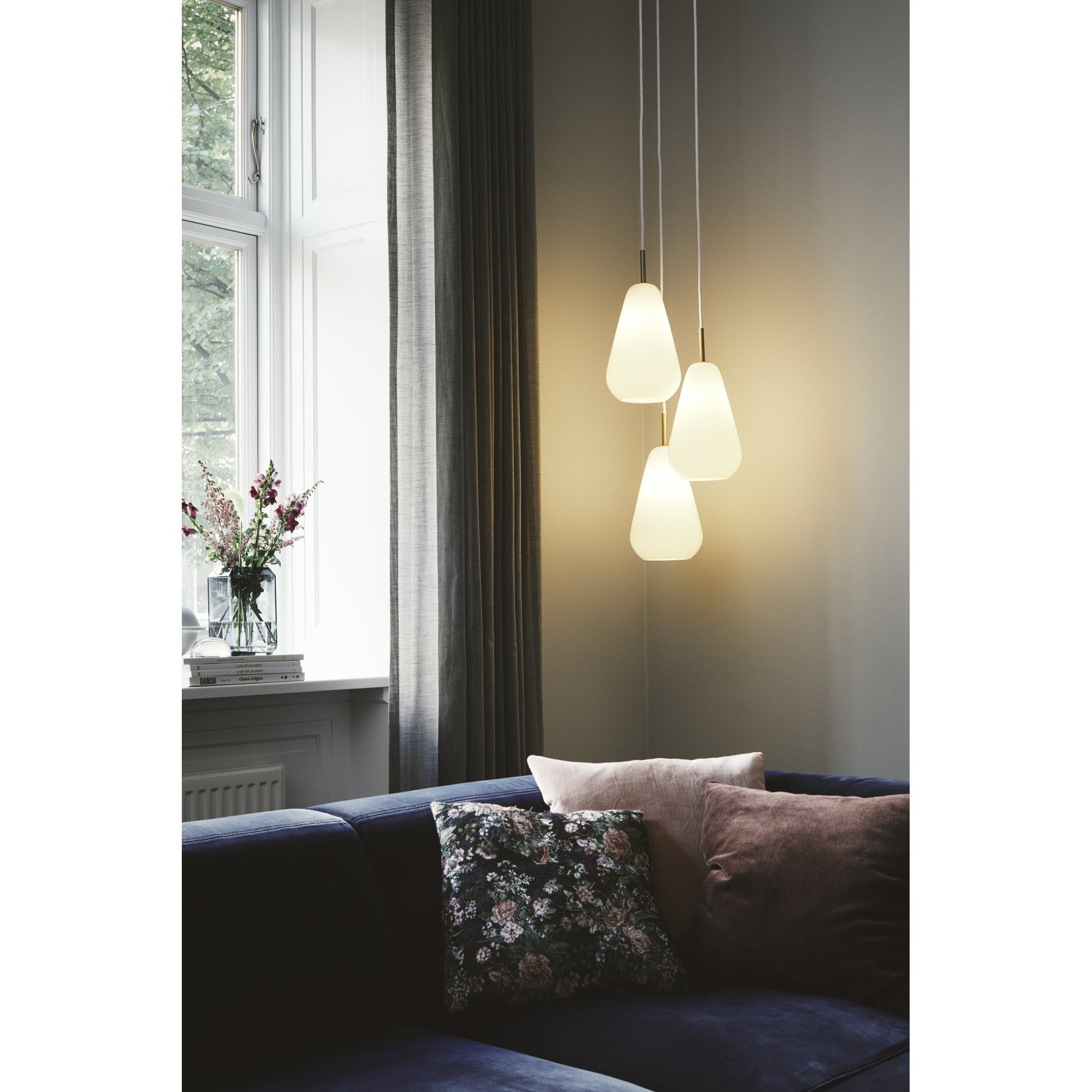 Nuura Anoli 3 Light Chandelier - Nordic Gold & Opal Glass