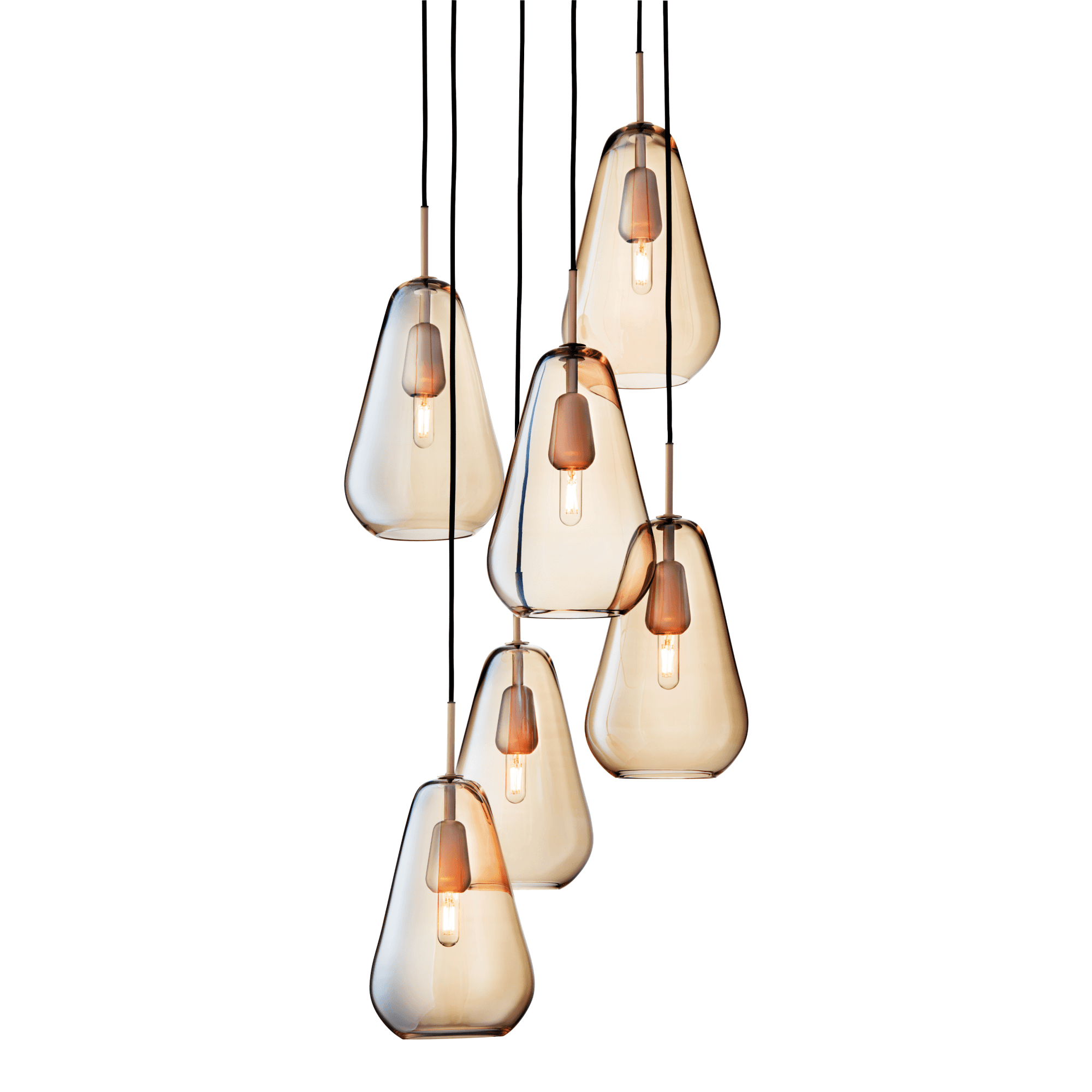 Nuura Anoli 6 Light Chandelier - Nordic Gold & Gold Glass