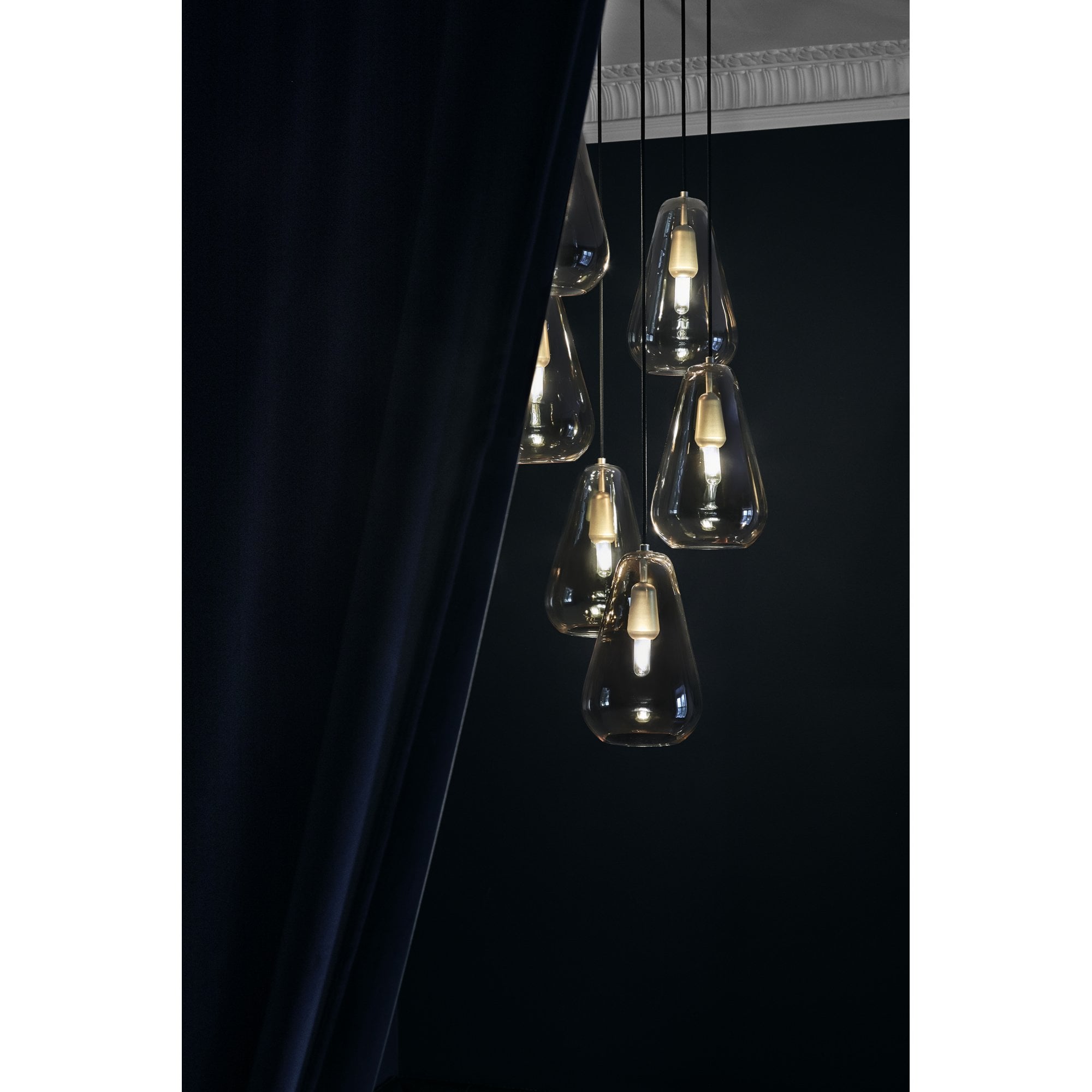 Nuura Anoli 6 Light Chandelier - Nordic Gold & Gold Glass