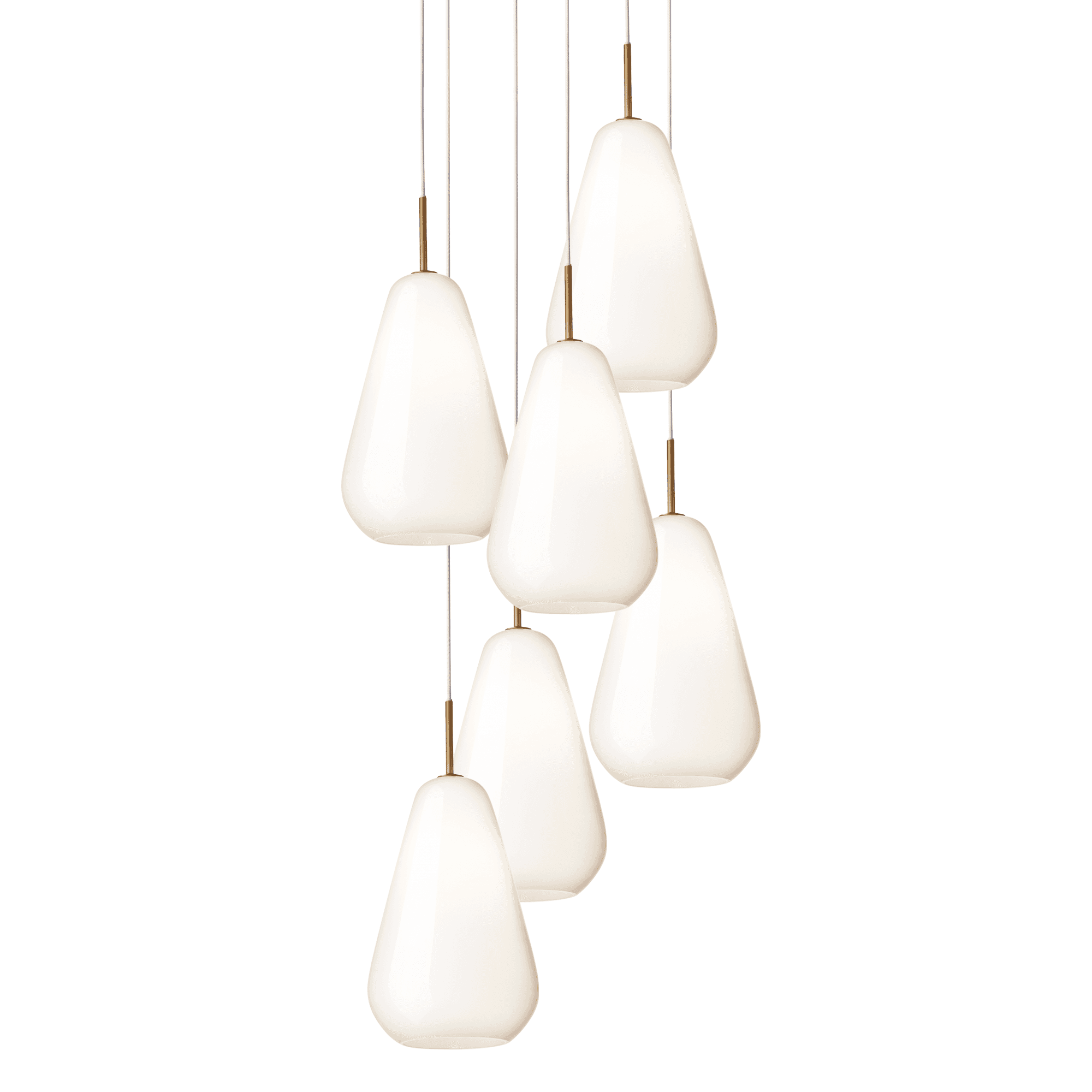 Nuura Anoli 6 Light Chandelier - Nordic Gold & Opal Glass