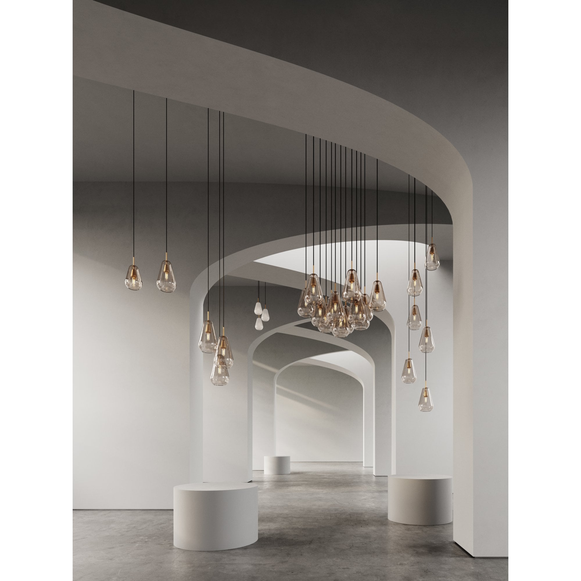 Nuura Anoli 13 Light Chandelier - Nordic Gold & Gold Glass