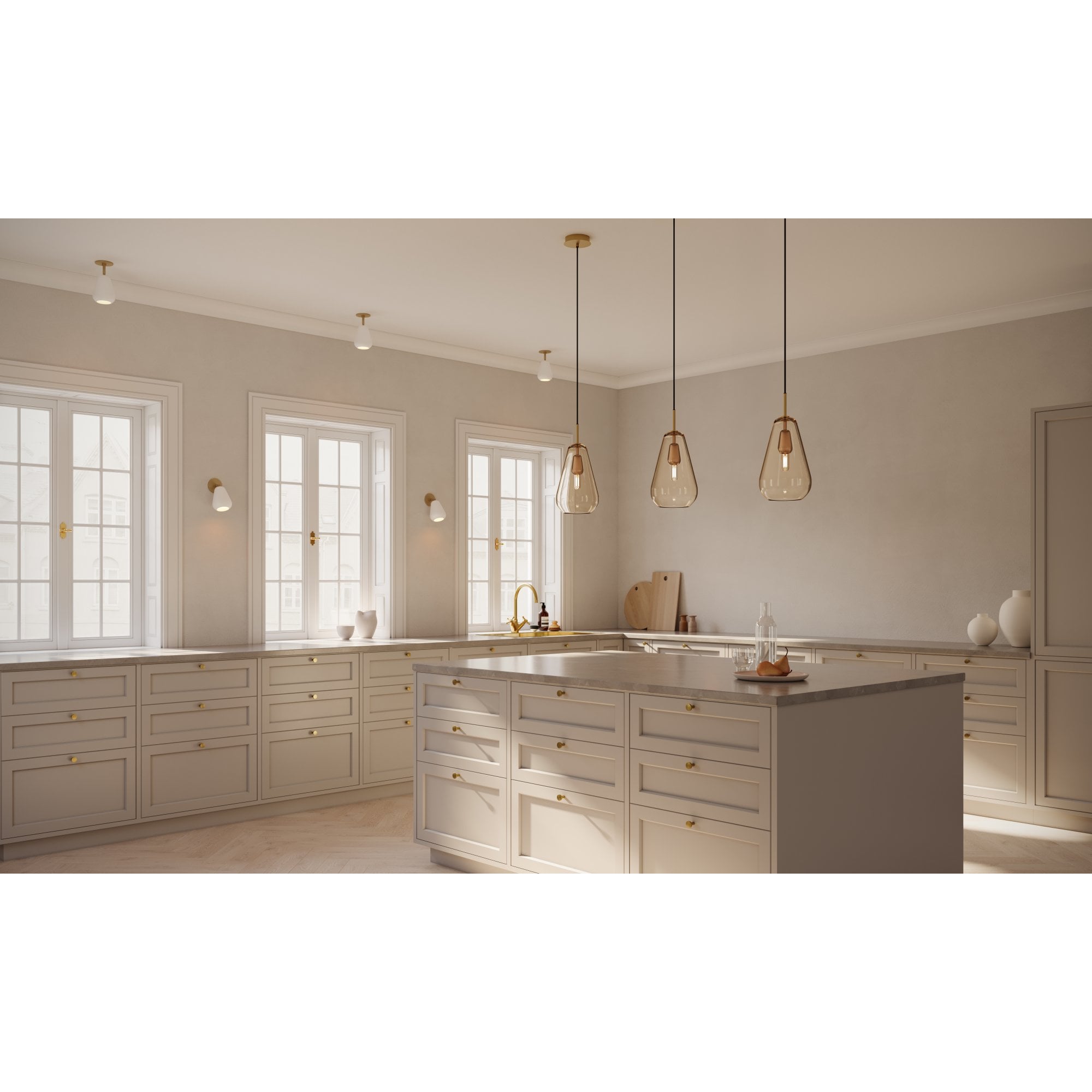 Nuura Anoli Medium 1 Light Pendant - Nordic Gold & Gold Glass