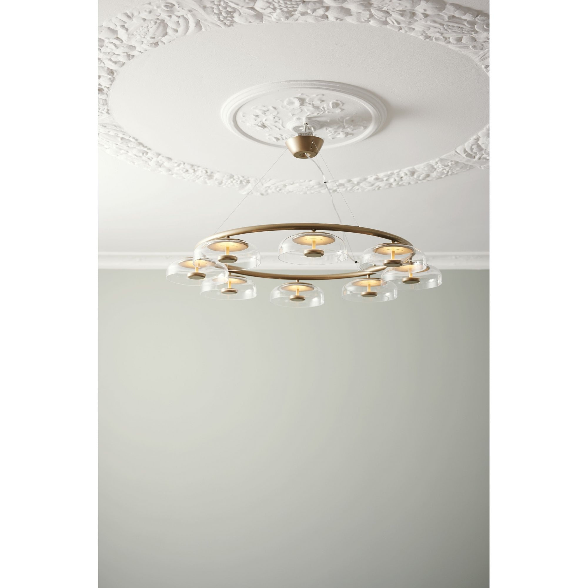 Nuura Blossi 8 Light Chandelier - Nordic Gold & Clear Glass