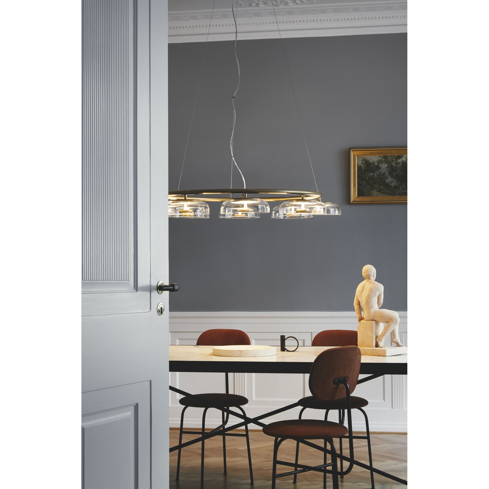 Nuura Blossi 8 Light Chandelier - Nordic Gold & Clear Glass