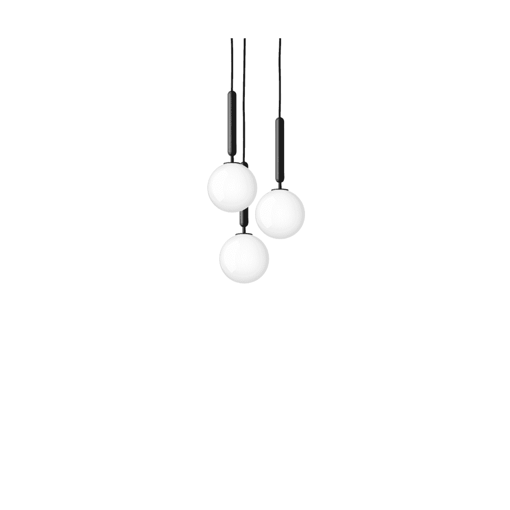 Nuura Miira 3 Light Chandelier - Rock Grey & Opal Glass