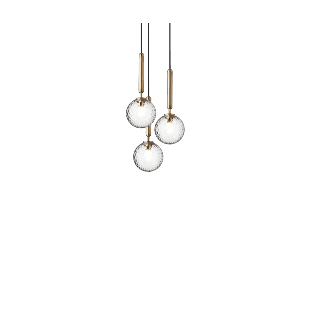 Nuura Miira 3 Light Chandelier - Brass & Optic Clear Glass