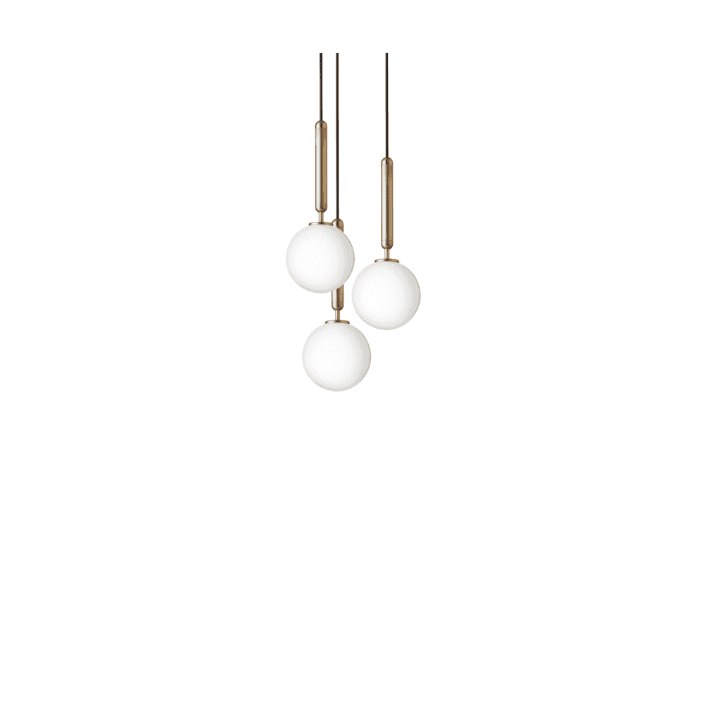 Nuura Miira 3 Light Chandelier - Brass & Opal Glass