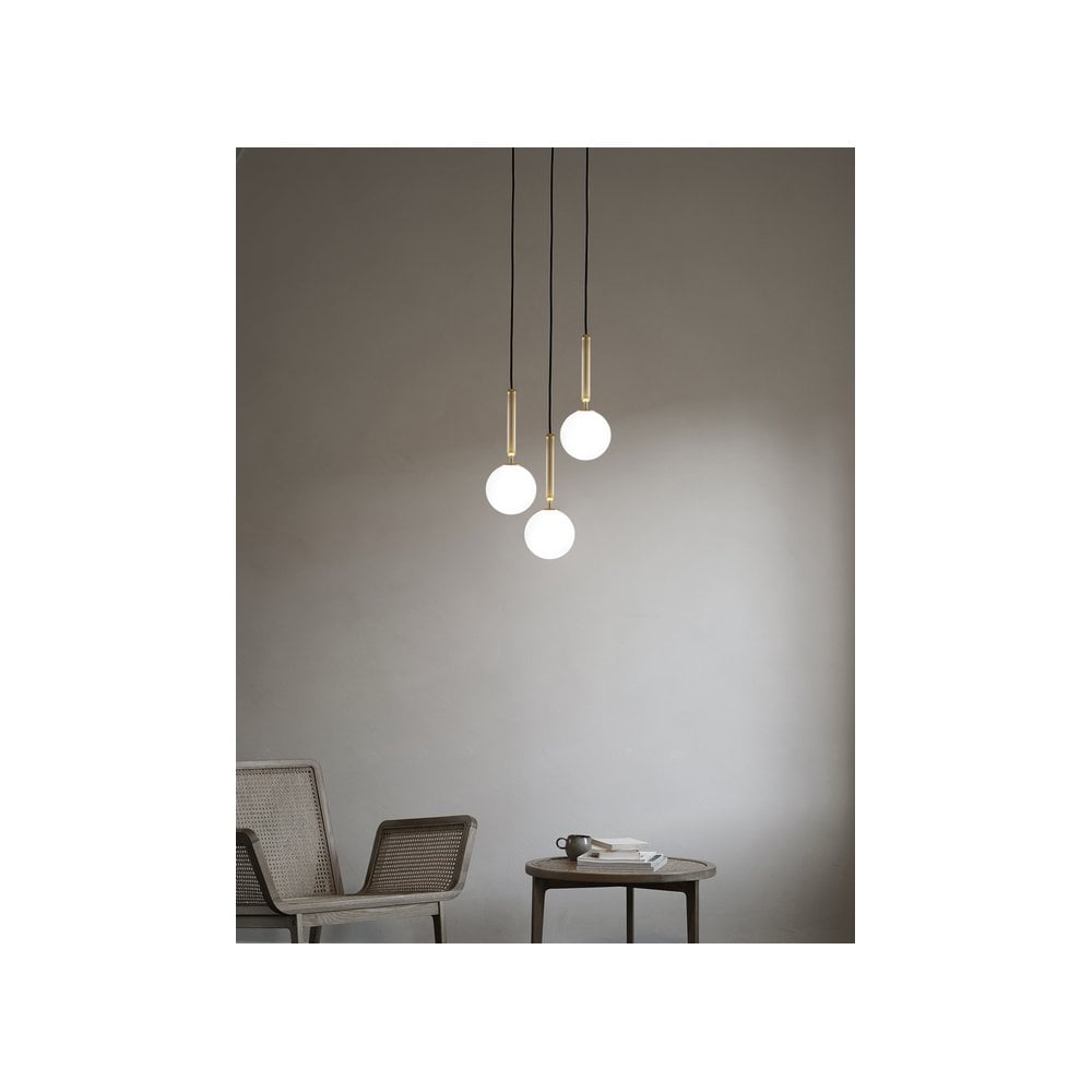 Nuura Miira 3 Light Chandelier - Brass & Opal Glass
