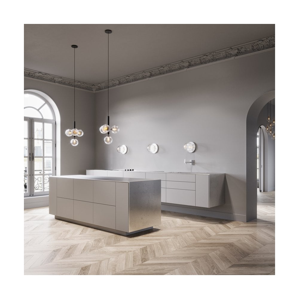 Nuura Miira 4 Light Chandelier - Rock Grey & Optic Glass