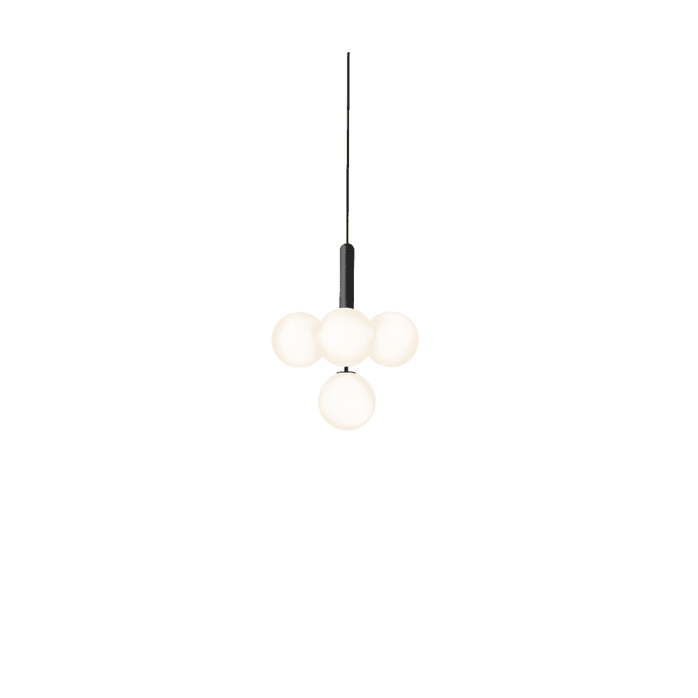 Nuura Miira 4 Light Chandelier - Rock Grey & Opal Glass