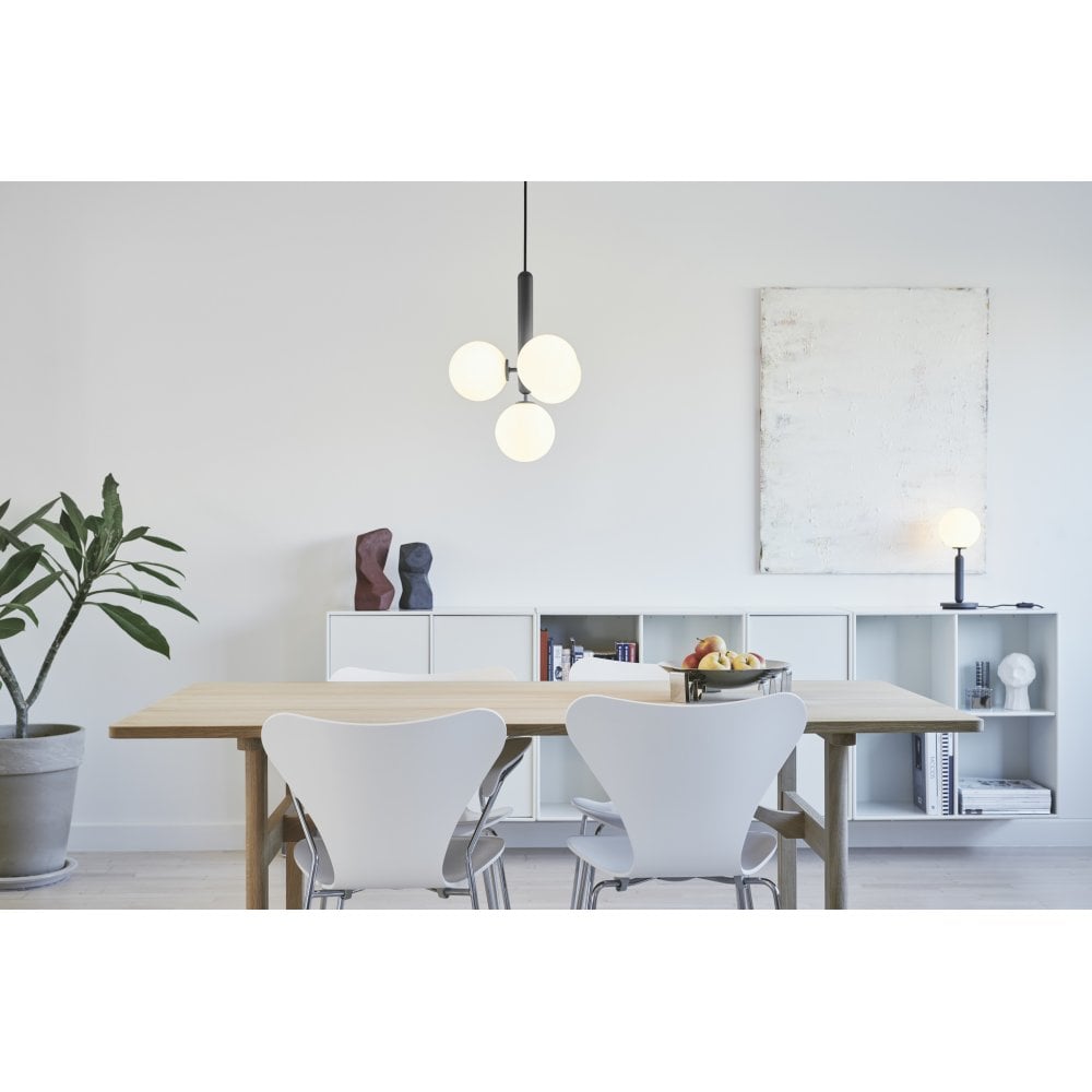 Nuura Miira 4 Light Chandelier - Rock Grey & Opal Glass