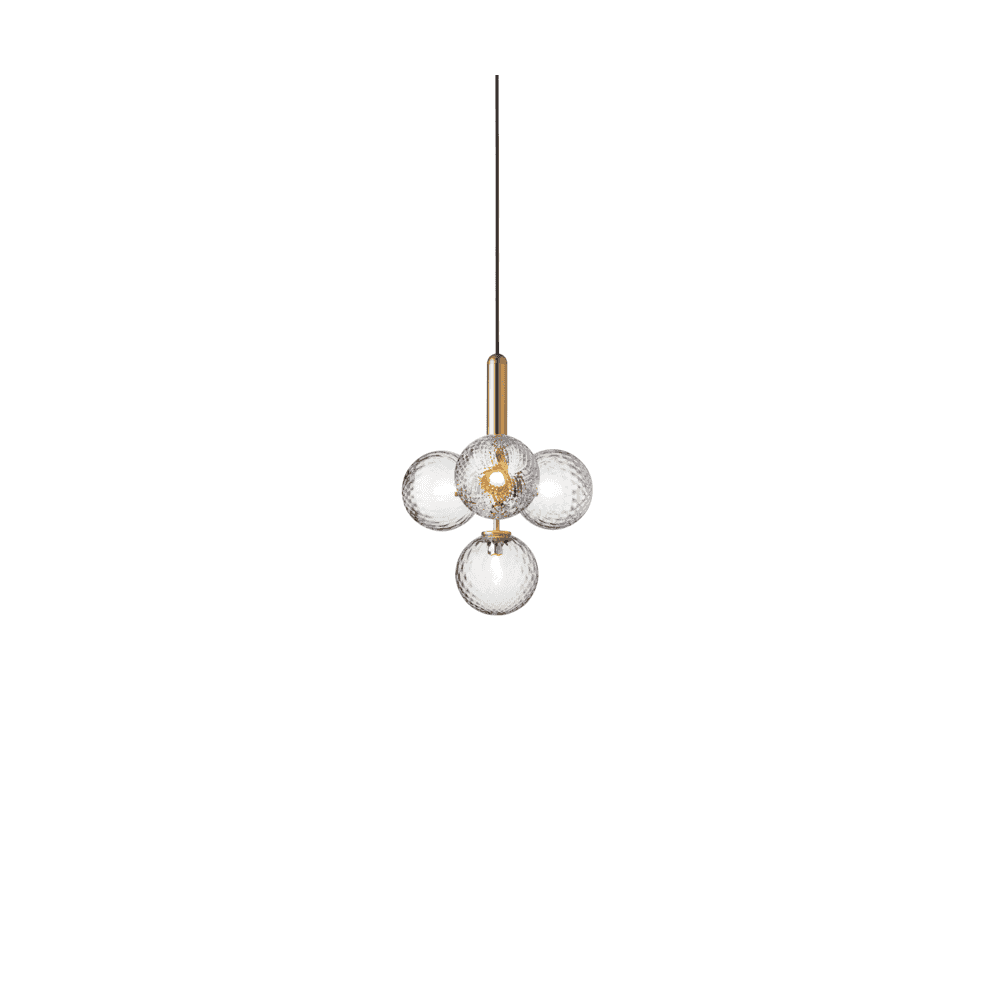 Nuura Miira 4 Light Chandelier - Brass & Optic Clear Glass