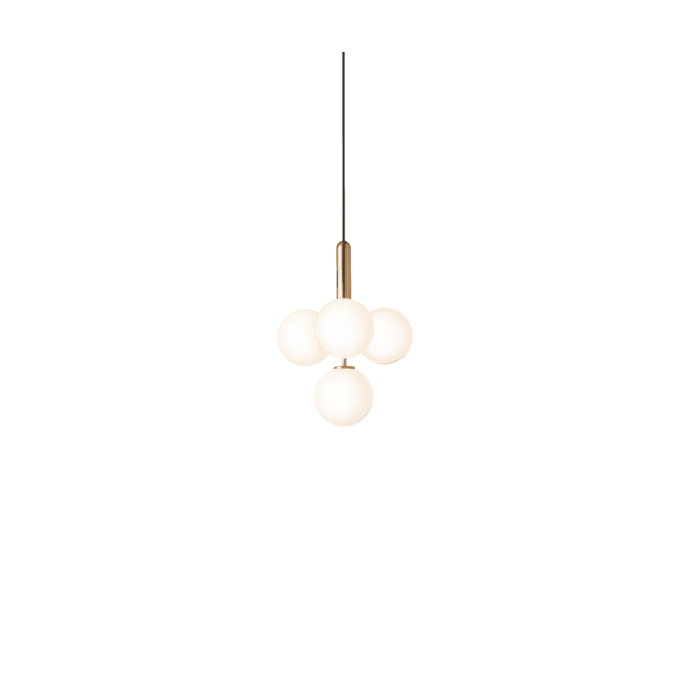 Nuura Miira 4 Light Chandelier - Brass & Opal Glass