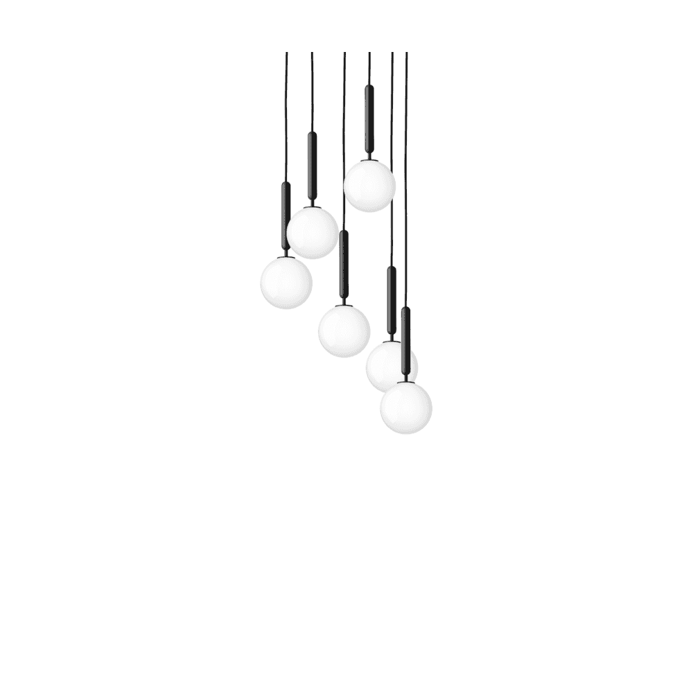 Nuura Miira 6 Light Chandelier - Rock Grey & Opal Glass