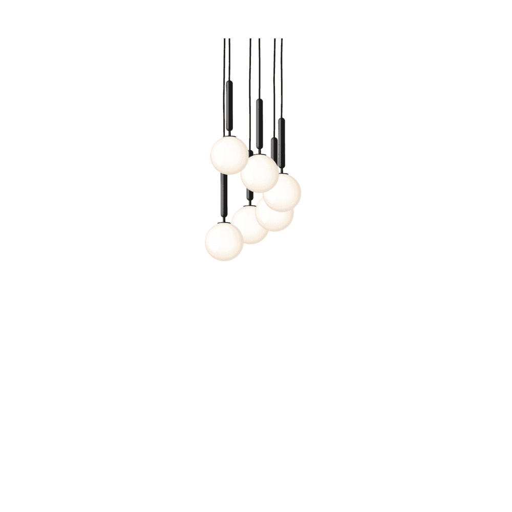Nuura Miira 6 Light Chandelier - Rock Grey & Opal Glass