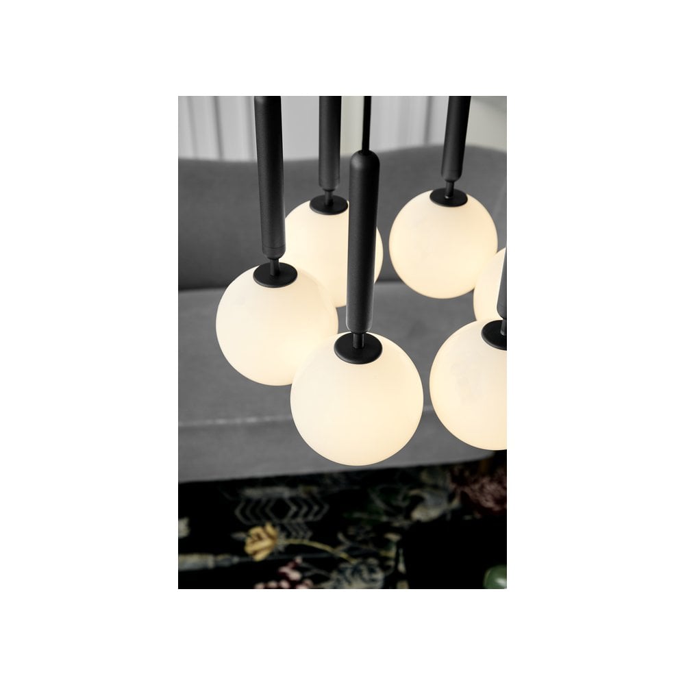 Nuura Miira 6 Light Chandelier - Rock Grey & Opal Glass