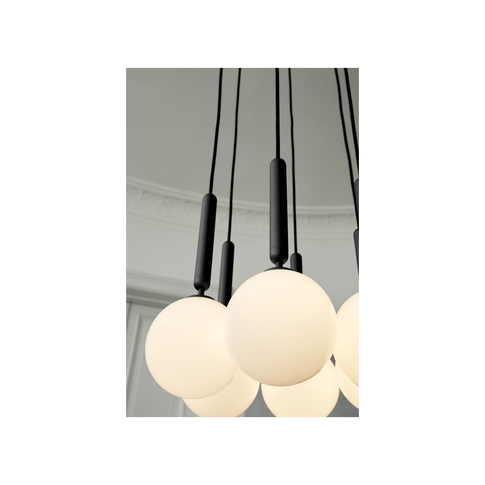Nuura Miira 6 Light Chandelier - Rock Grey & Opal Glass