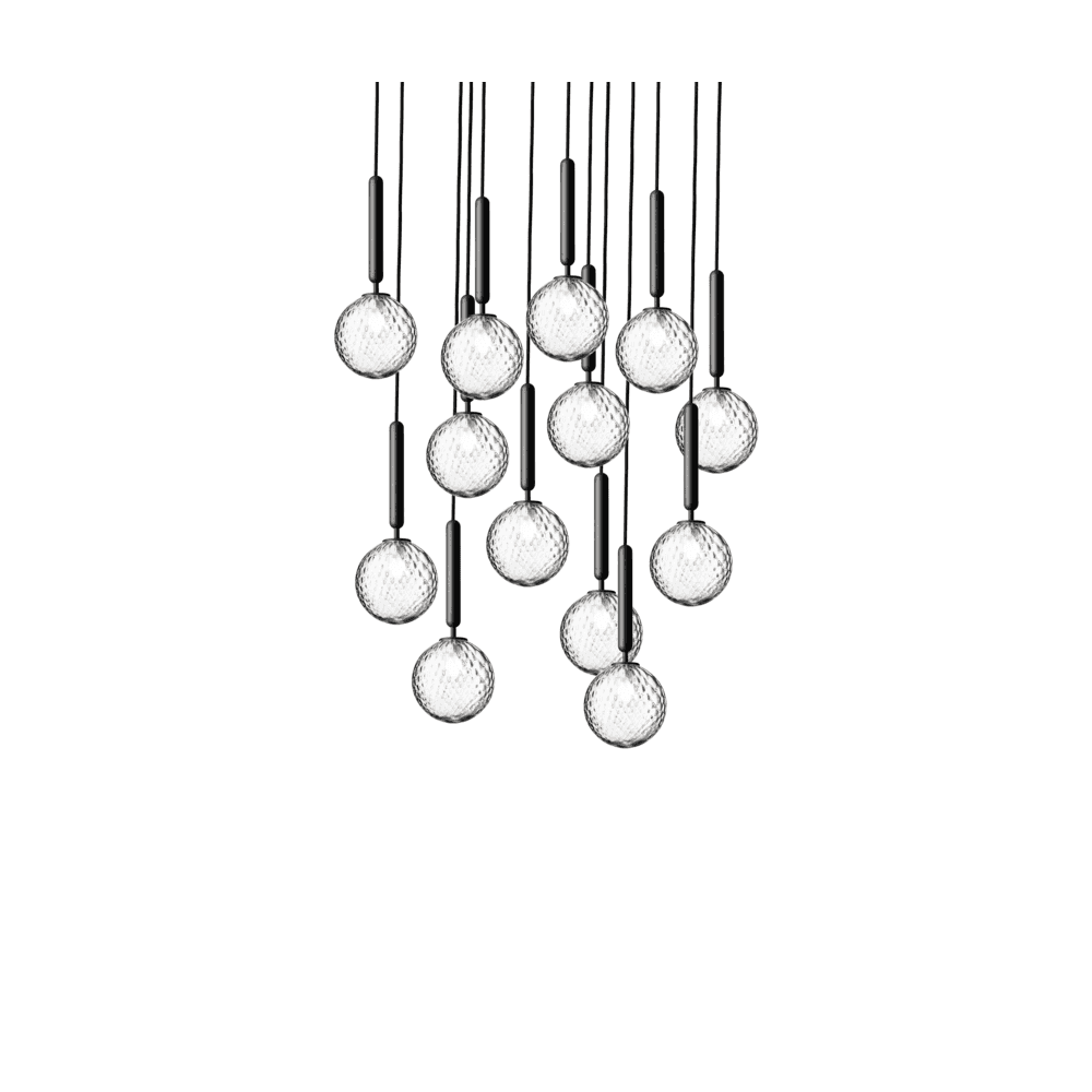 Nuura Miira 13 Light Chandelier - Rock Grey & Optic Clear Glass