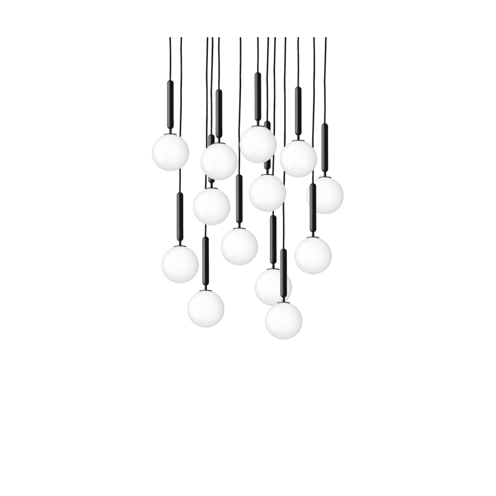 Nuura Miira 13 Light Chandelier - Rock Grey & Opal White Glass