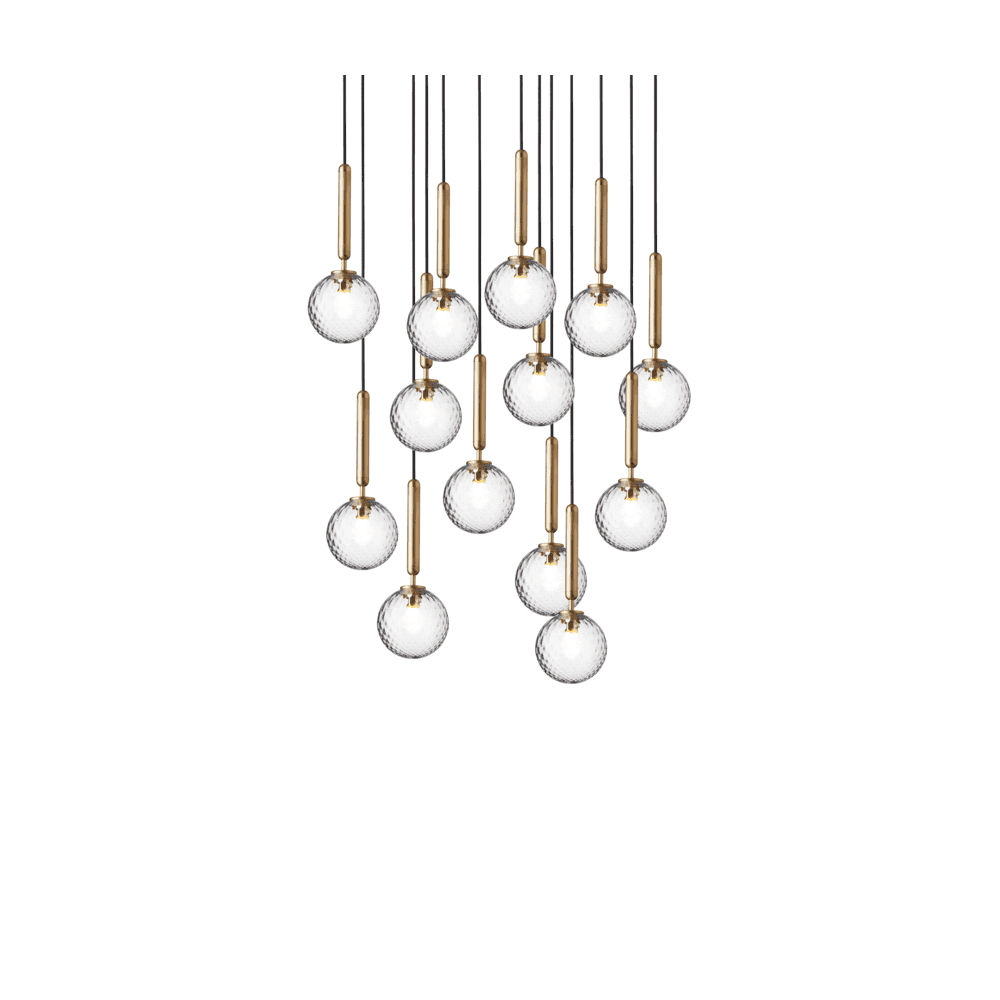 Nuura Miira 13 Light Chandelier - Brass & Optic Clear Glass