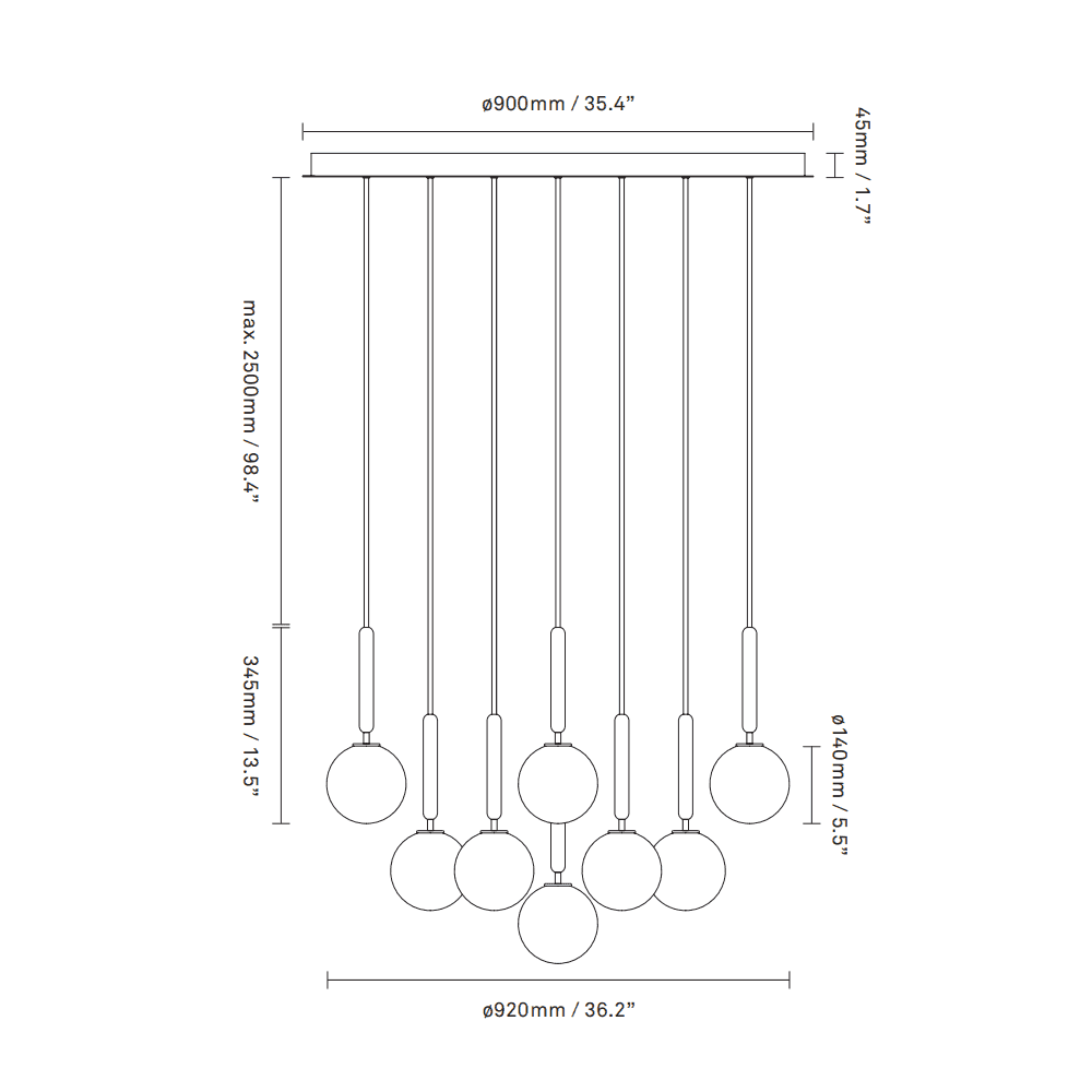 Nuura Miira 13 Light Chandelier - Brass & Opal White Glass