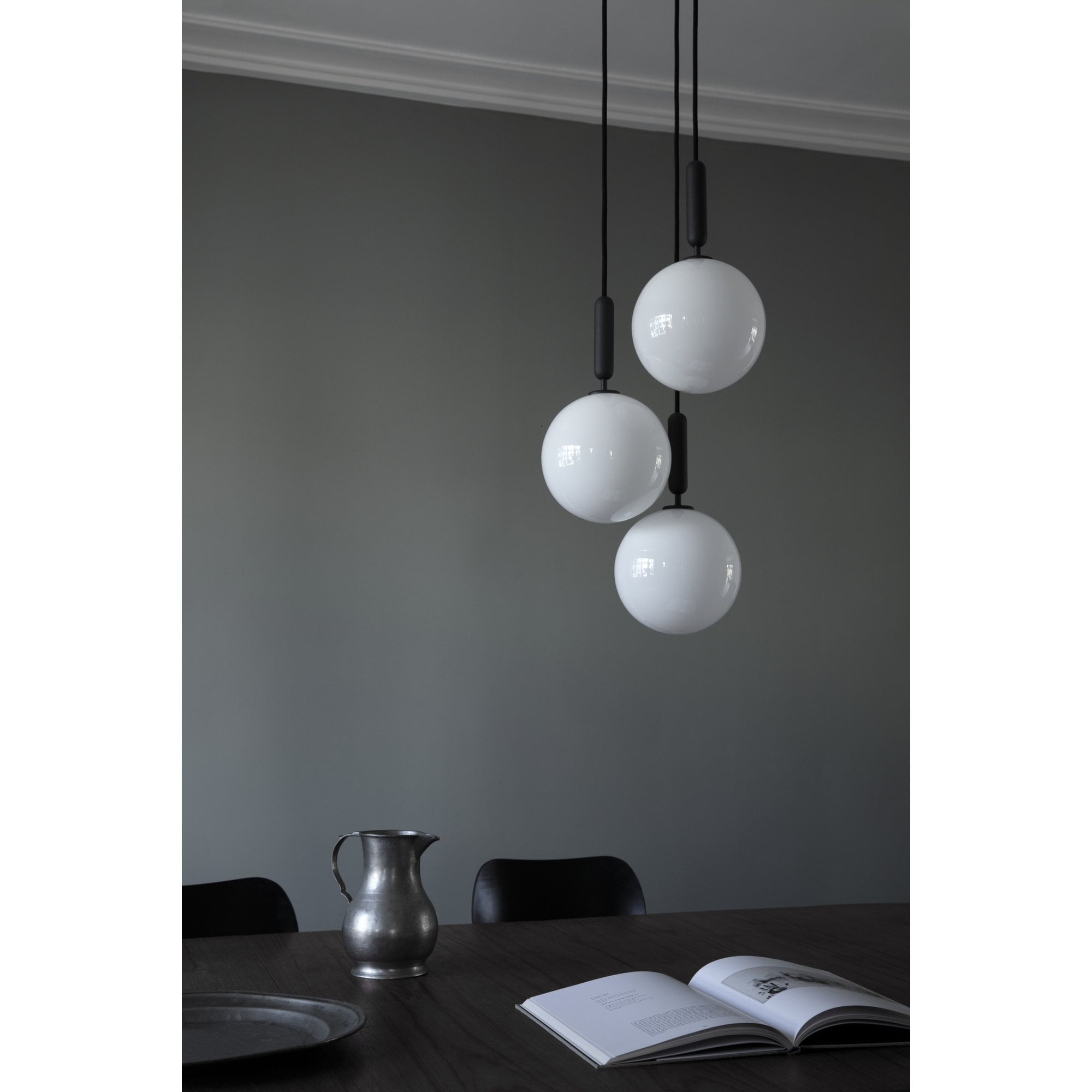 Nuura Miira Large 3 Light Chandelier - Rock Grey & Opal Glass