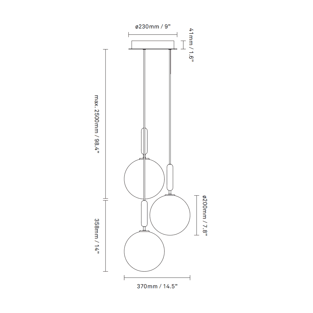 Nuura Miira Large 3 Light Chandelier - Rock Grey & Opal Glass