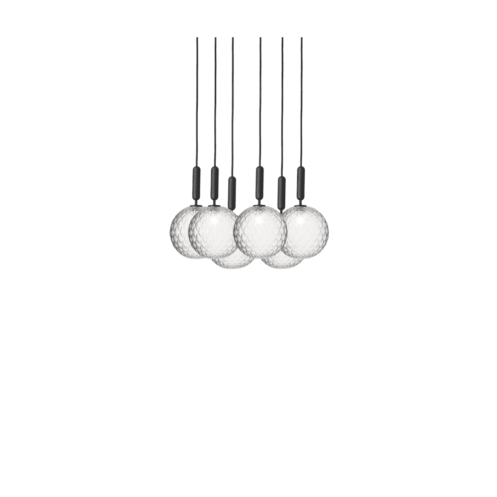 Nuura Miira Large 6 Light Chandelier - Rock Grey & Optic Clear Glass