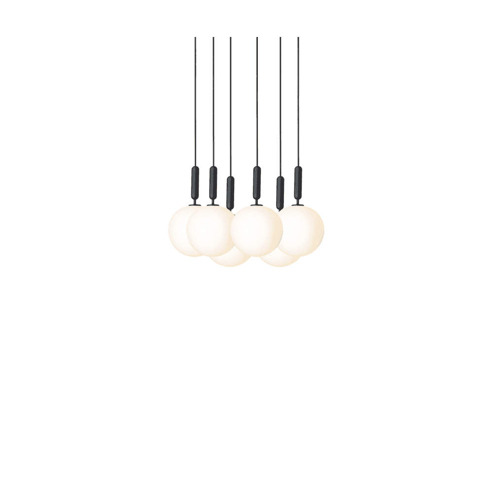Nuura Miira Large 6 Light Chandelier - Rock Grey & Opal Glass