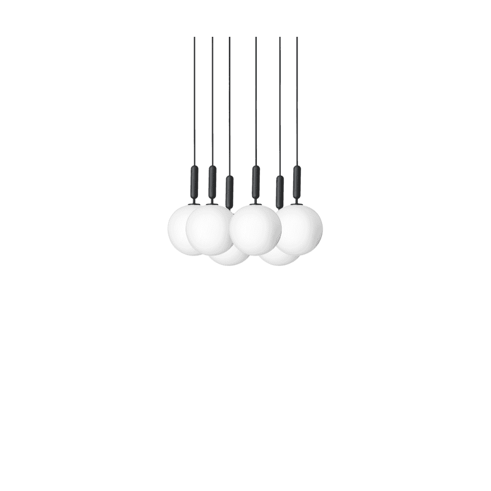 Nuura Miira Large 6 Light Chandelier - Rock Grey & Opal Glass