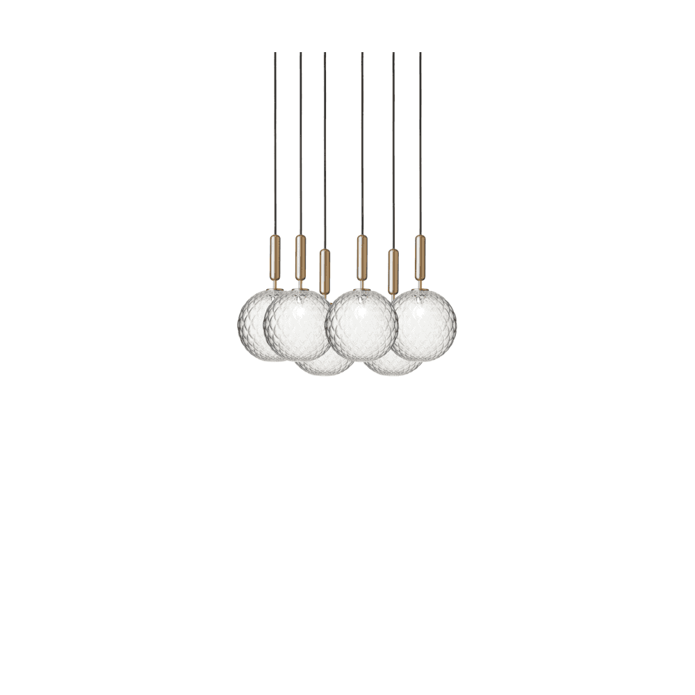 Nuura Miira Large 6 Light Chandelier - Brass & Optic Clear Glass