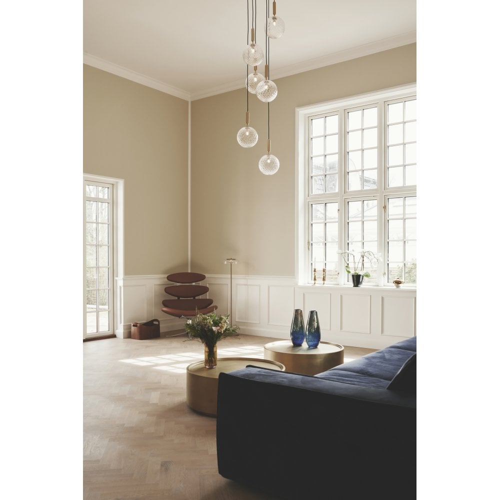 Nuura Miira Large 6 Light Chandelier - Brass & Optic Clear Glass
