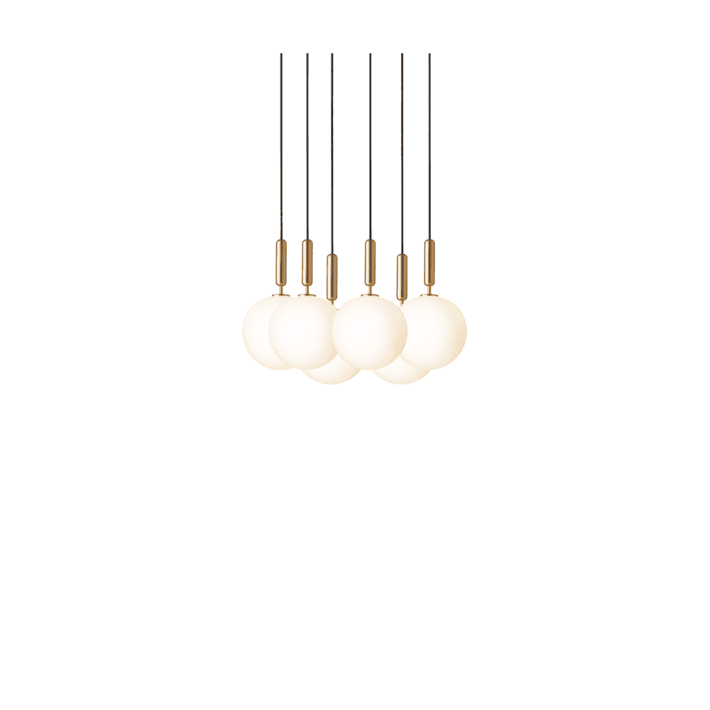 Nuura Miira Large 6 Light Chandelier - Brass & Opal Glass