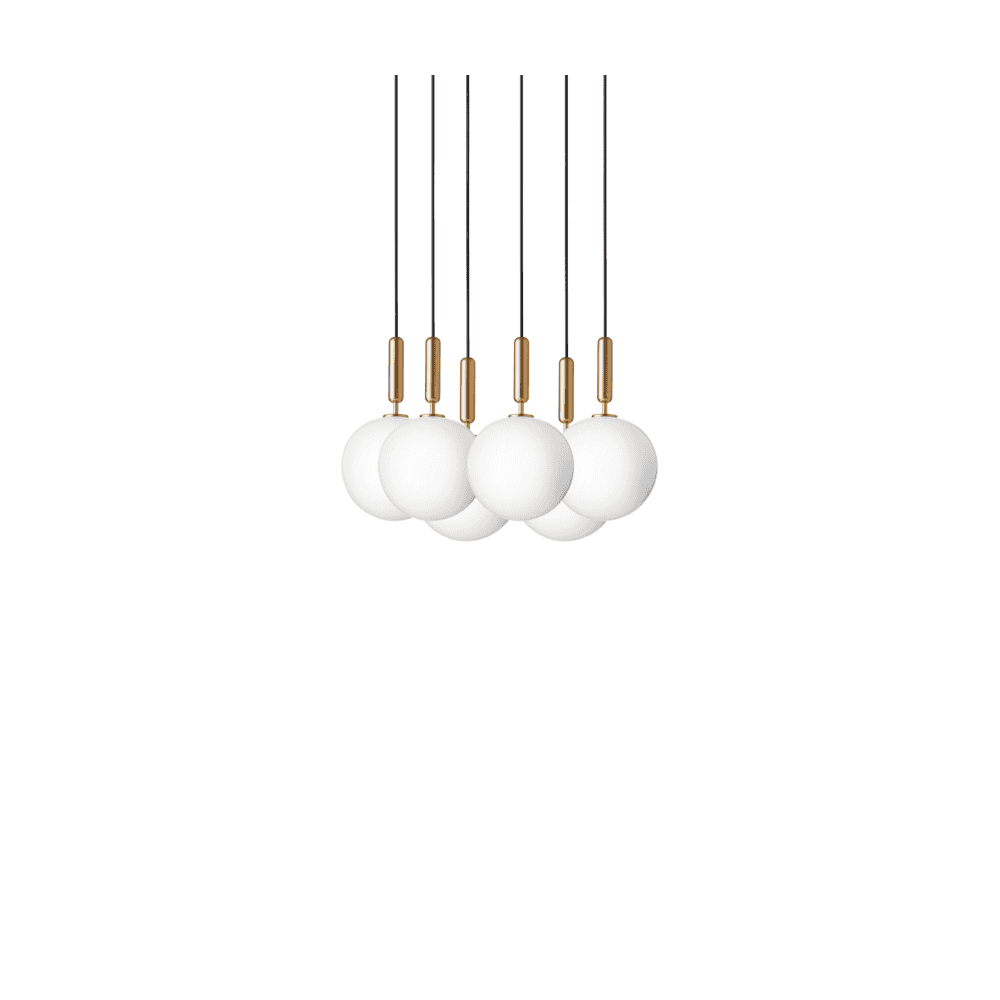 Nuura Miira Large 6 Light Chandelier - Brass & Opal Glass