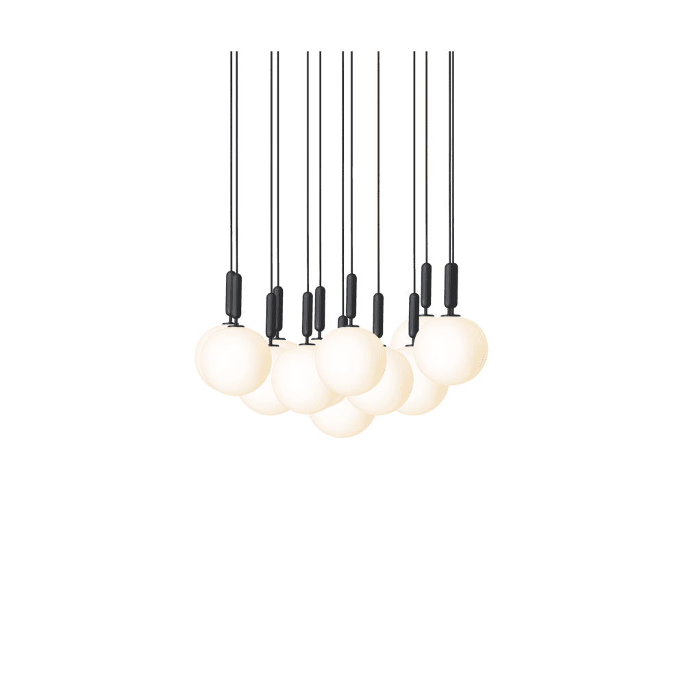 Nuura Miira Large 13 Light Chandelier - Rock Grey & Opal Glass