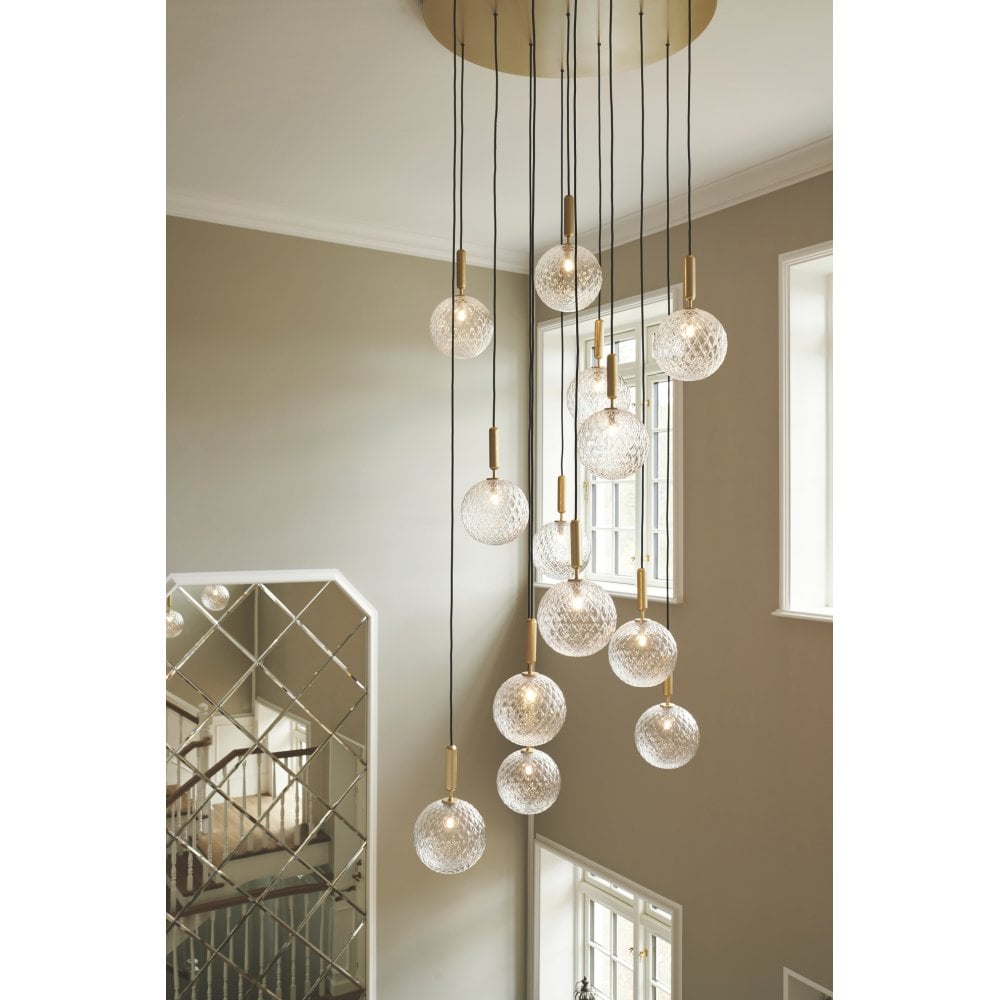 Nuura Miira Large 13 Light Chandelier - Brass & Optic Clear Glass