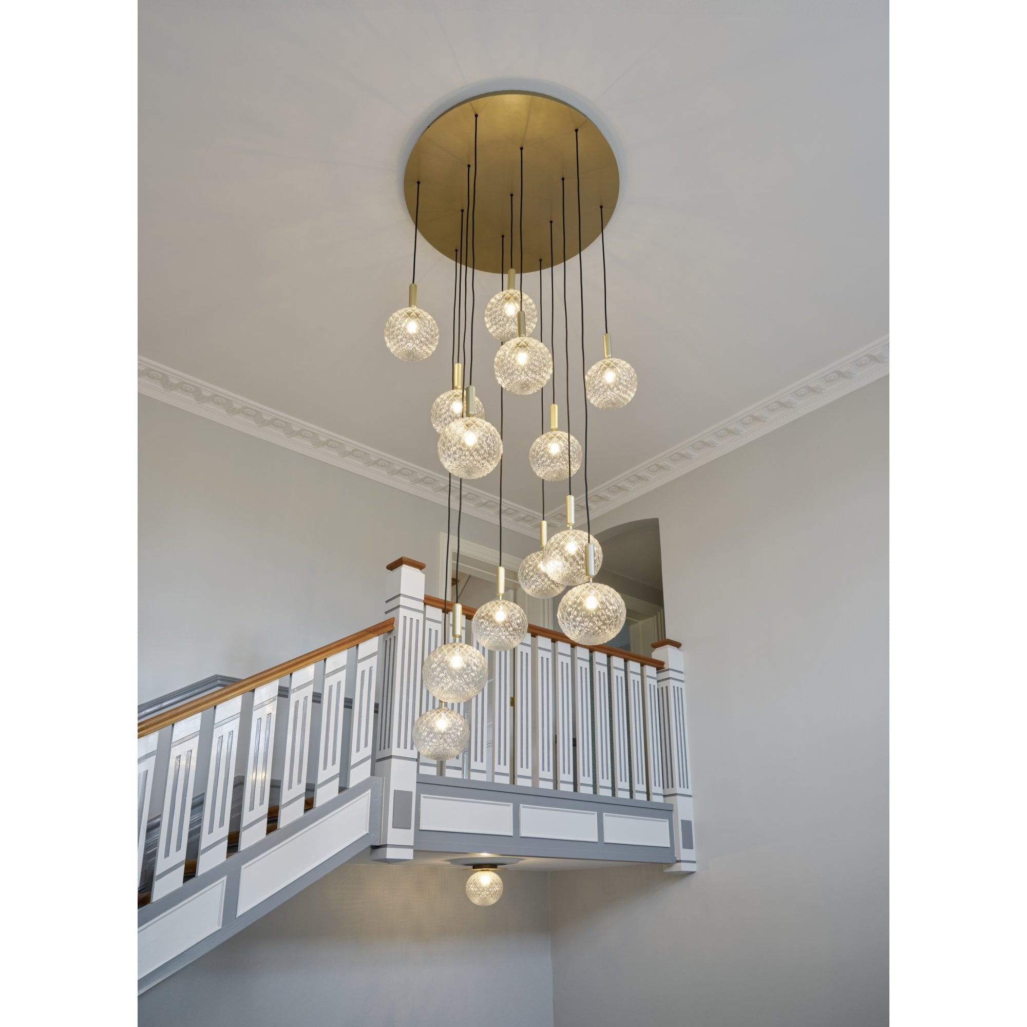 Nuura Miira Large 13 Light Chandelier - Brass & Optic Clear Glass