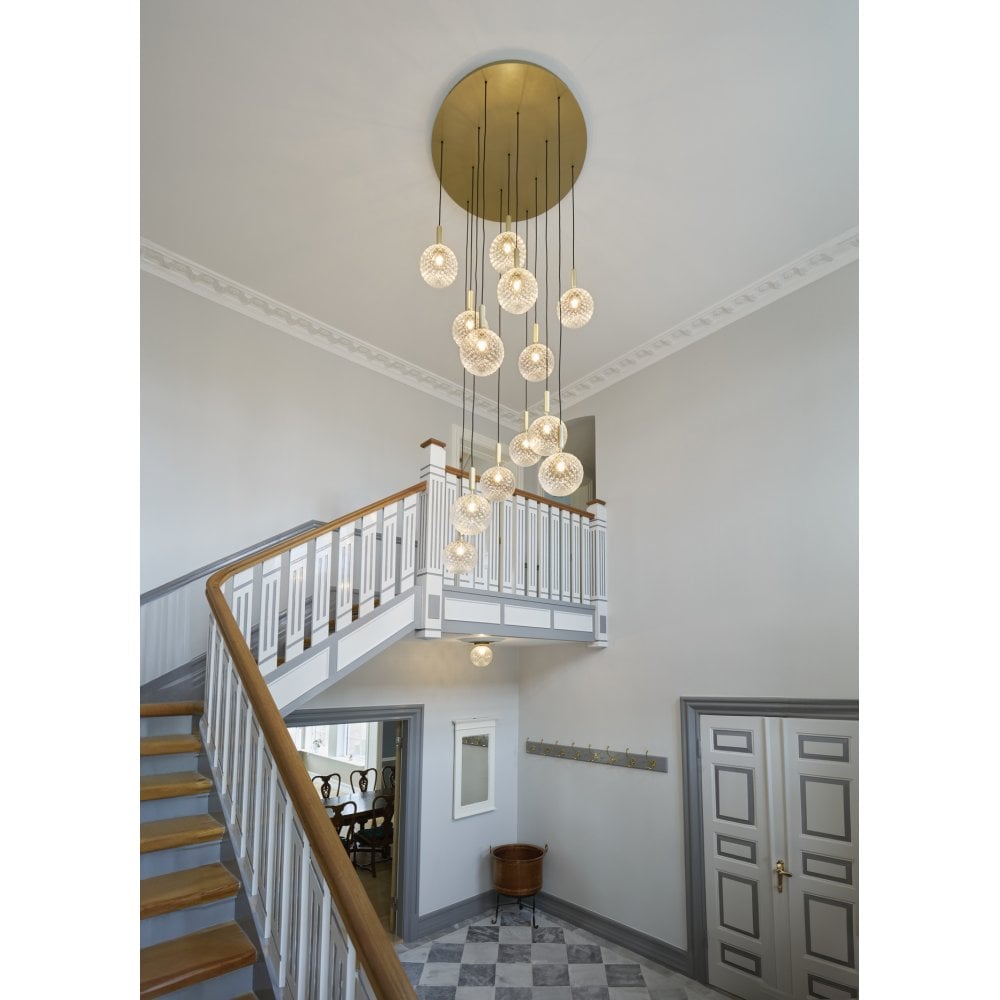 Nuura Miira Large 13 Light Chandelier - Brass & Optic Clear Glass