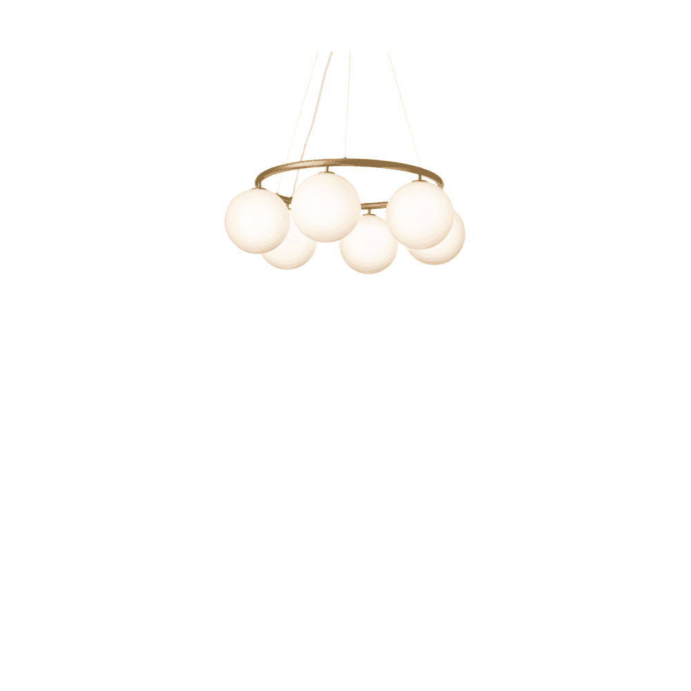 Nuura Miira 6 Light Circular Chandelier - Brass & Opal Glass