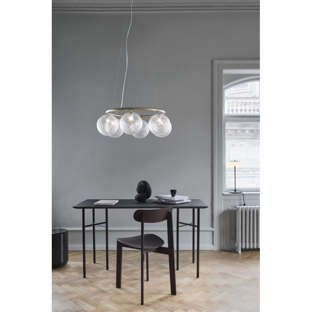 Nuura Miira 6 Light Circular Chandelier - Brass & Optic Clear Glass