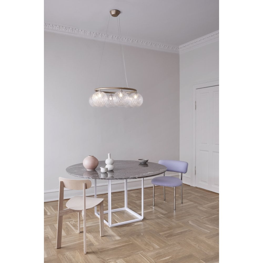 Nuura Miira 6 Light Circular Chandelier - Brass & Optic Clear Glass