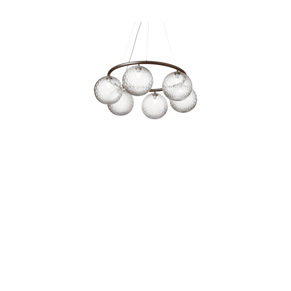 Nuura Miira 6 Light Circular Chandelier - Dark Bronze & Optic Clear Glass