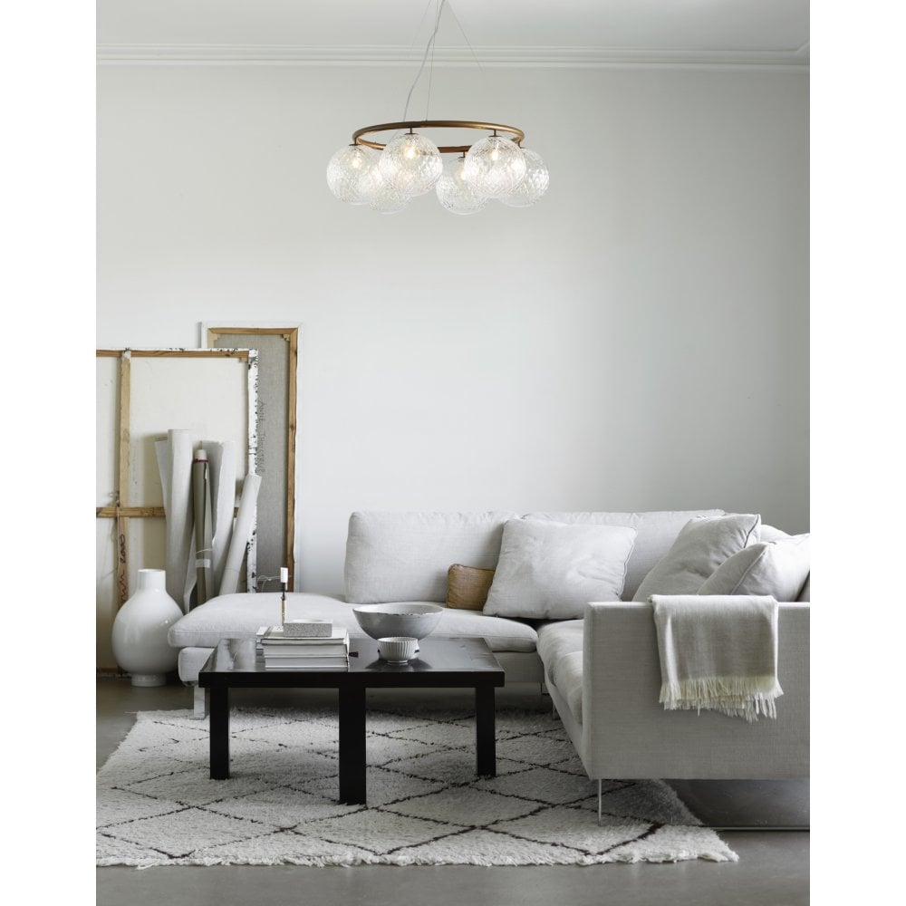 Nuura Miira 6 Light Circular Chandelier - Dark Bronze & Optic Clear Glass