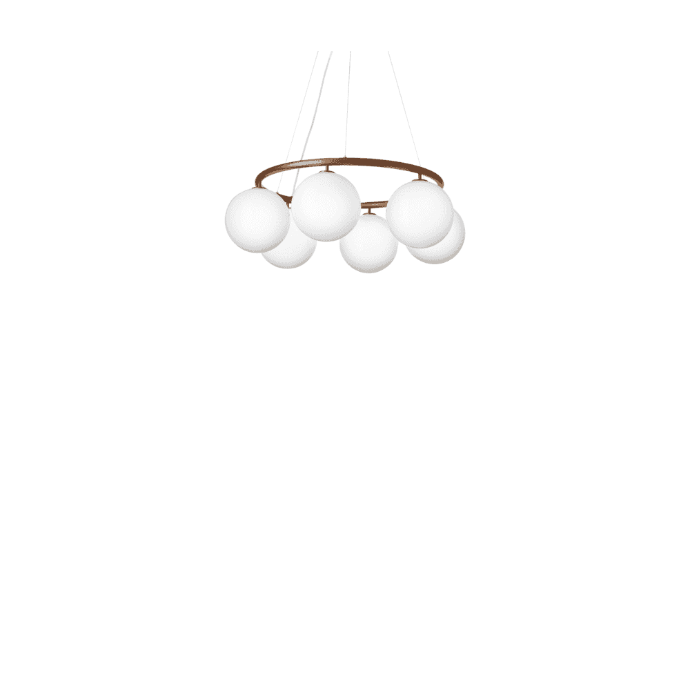 Nuura Miira 6 Light Circular Chandelier - Dark Bronze & Opal Glass