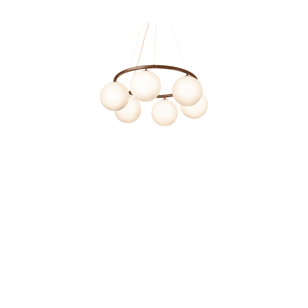 Nuura Miira 6 Light Circular Chandelier - Dark Bronze & Opal Glass