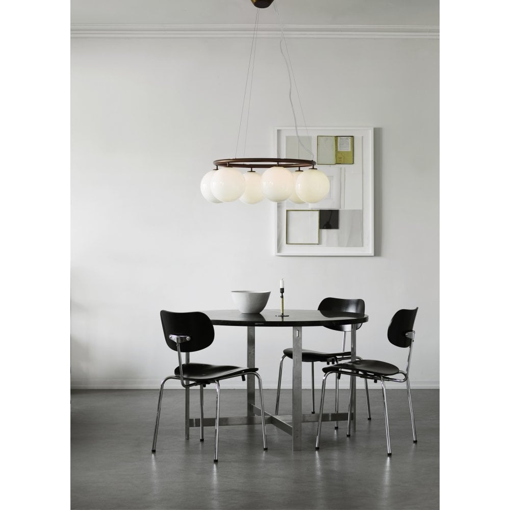 Nuura Miira 6 Light Circular Chandelier - Dark Bronze & Opal Glass