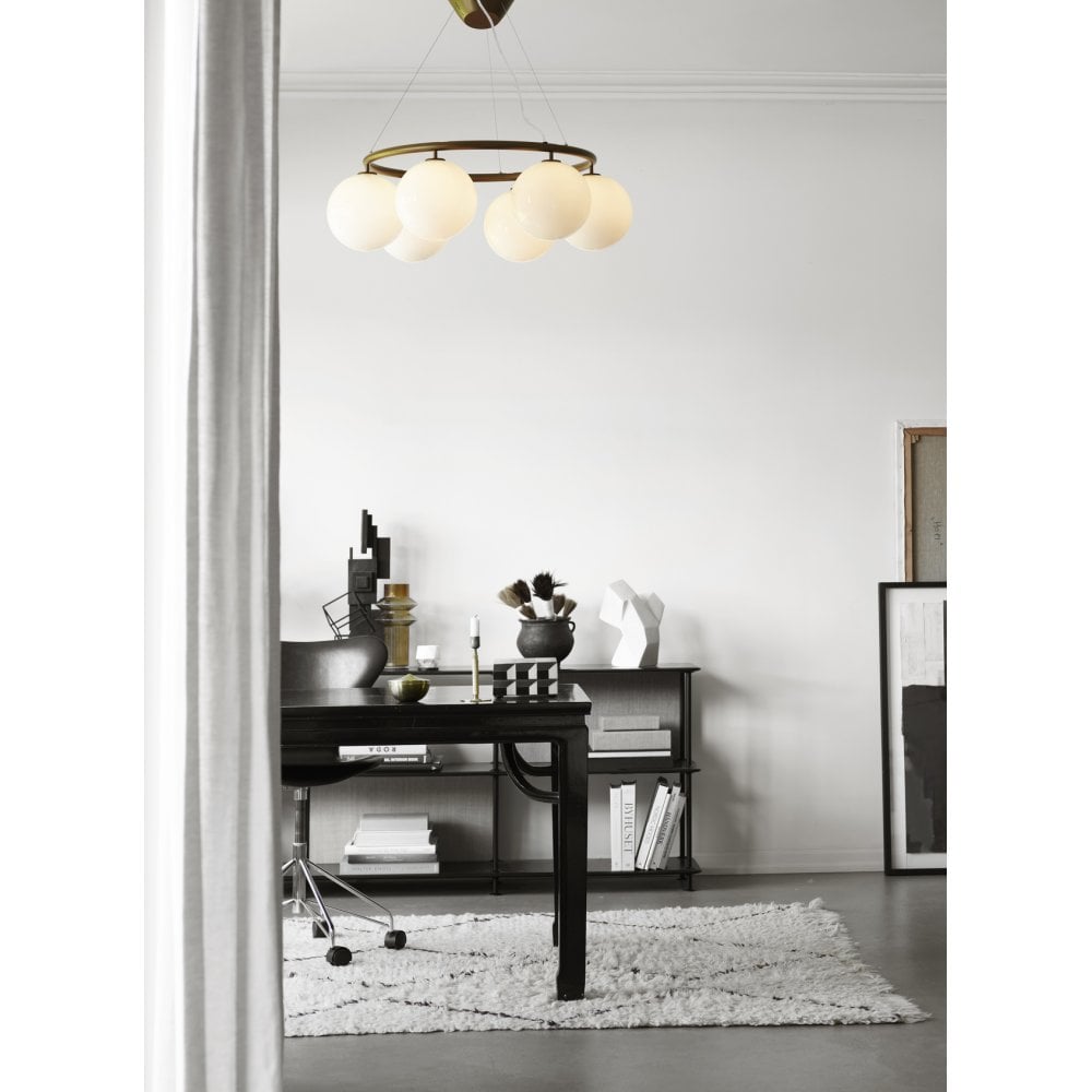 Nuura Miira 6 Light Circular Chandelier - Dark Bronze & Opal Glass
