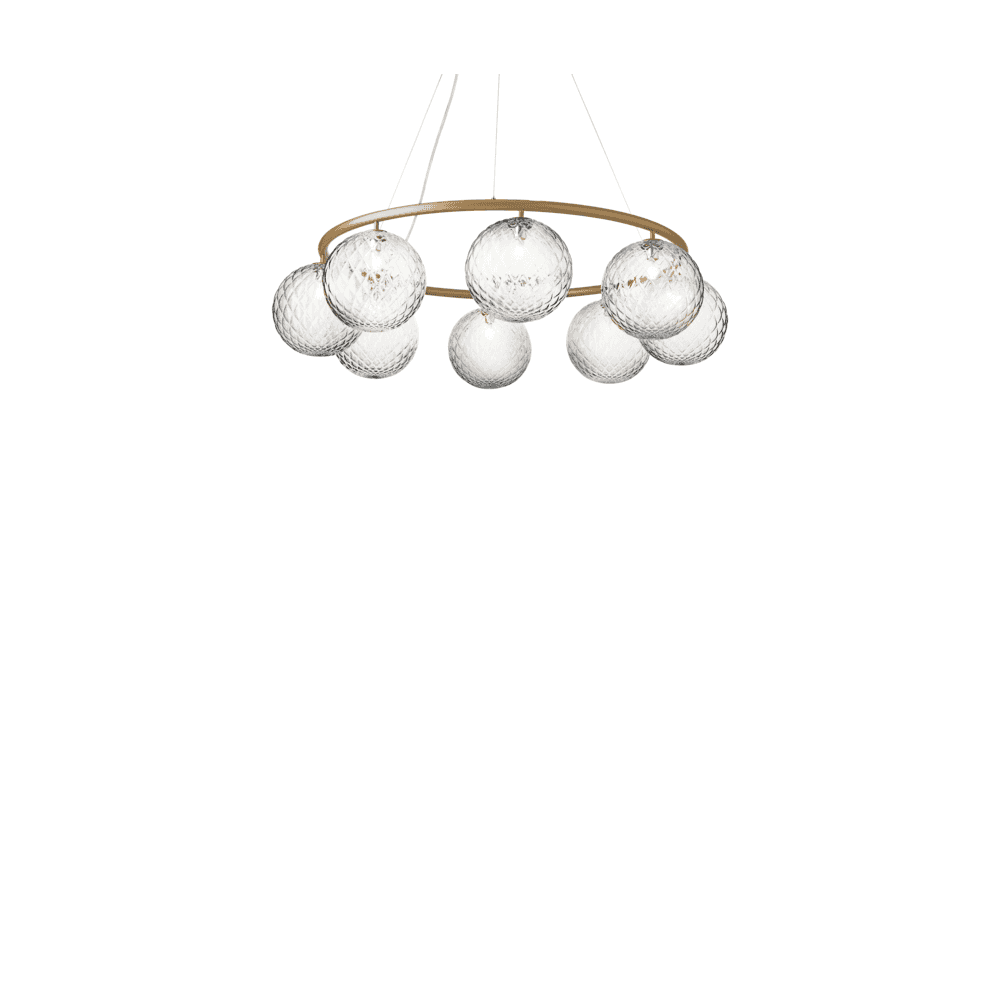 Nuura Miira 8 Light Circular Chandelier - Brass & Optic Clear Glass