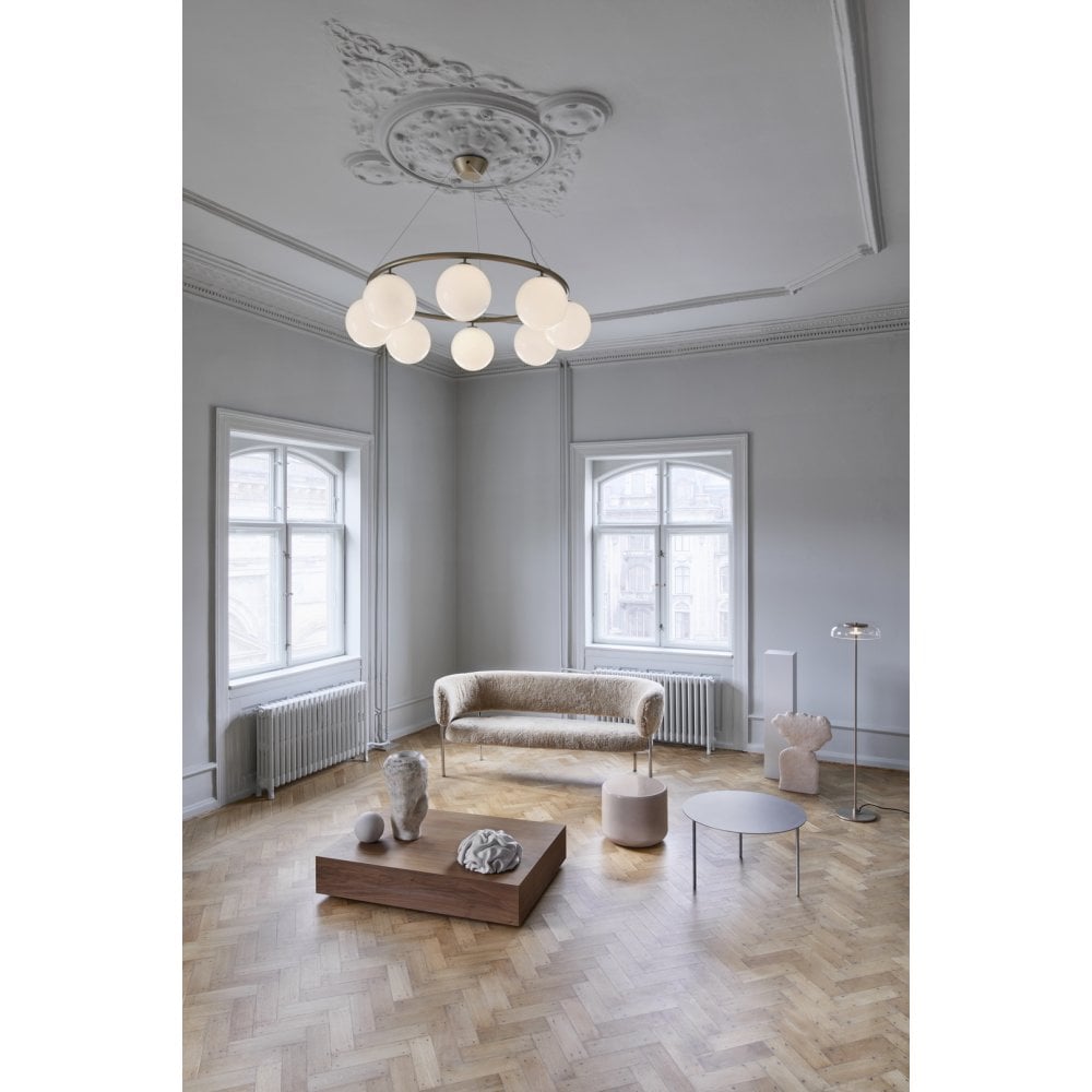 Nuura Miira 8 Light Circular Chandelier - Brass & Opal Glass