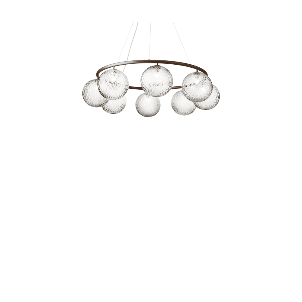 Nuura Miira 8 Light Circular Chandelier - Dark Bronze & Optic Clear Glass